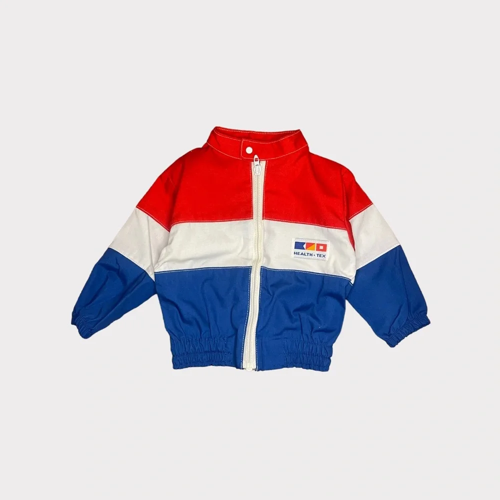 Health-Tex Vintage Red White Blue Patch Detail Jacket & Romper Matching Set